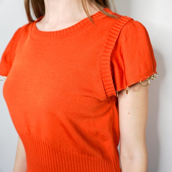 PARKER Orange Knit Top With Metal Rings - Picture 2 of 6